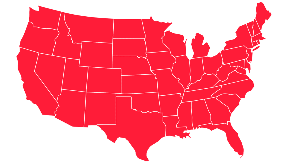 Map of the united States Red