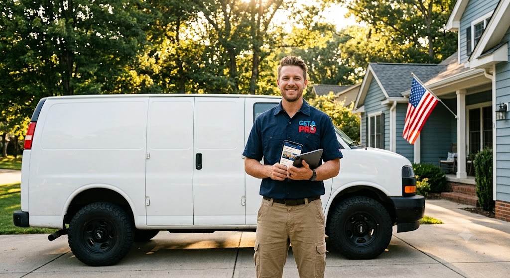 Independent home service entrepreneur celebrating being their own boss this July 4th with Get A PRO.